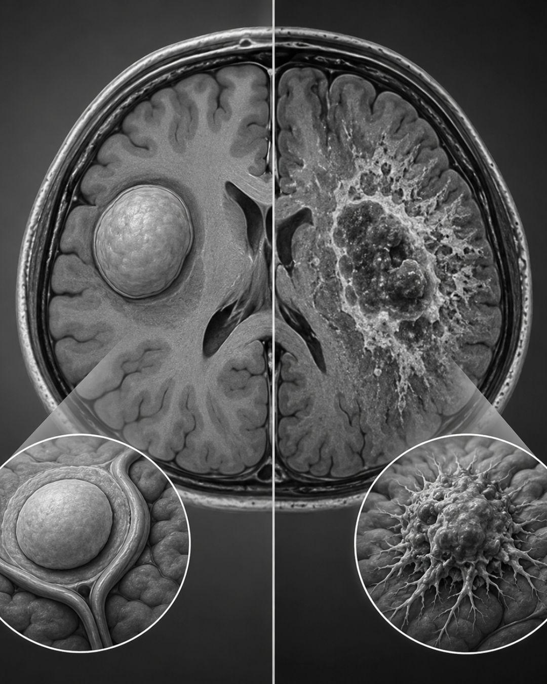 Nem todo tumor cerebral é maligno.