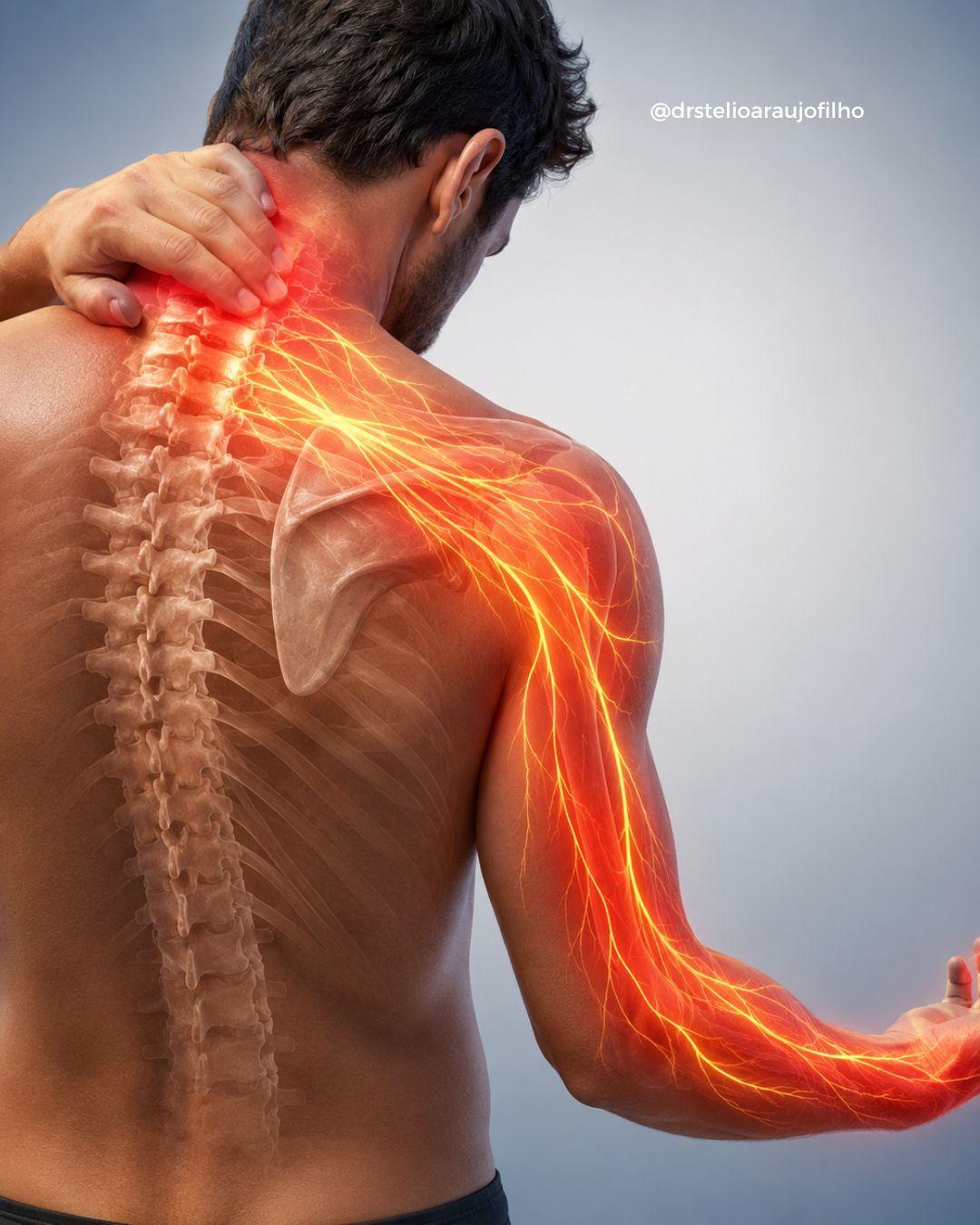 Dor cervical associada a formigamento no braço pode estar relacionada à compressão de nervos na coluna cervical.